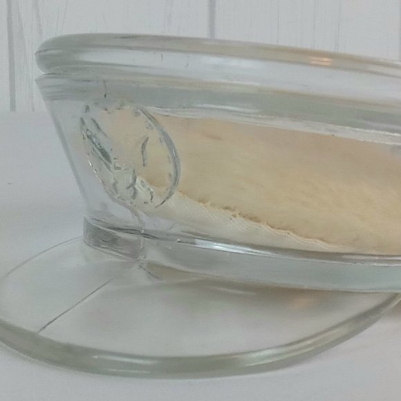 Vintage 1940's Era Clear Glass Military Hat Powder Box With LID & Powder Puff! - Picture 2 of 10